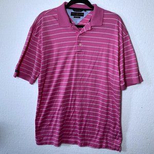 Tommy Hilfiger Mens Size Medium Pink Striped Golf 100% Pima Cotton Polo Shirt